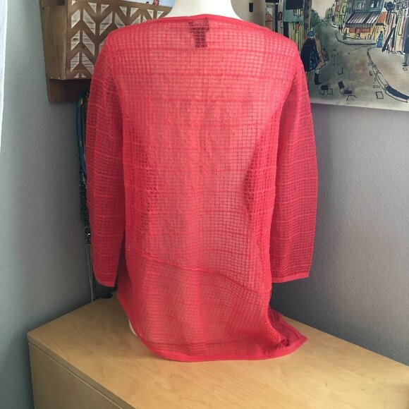 Chicos Travelers Collection Asymmetrical Sheer Blouse - Picture 4 of 11